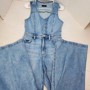 Vintage Silver Jeans Overall Women's Denim Bibs Large Wide Leg Y2K 90s Size 25